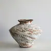 Jingdezhen Cerámica Vintage para Mesa Estilo Zen Estilo Silencioso Maceta de Cerámica Adornos Flores Secas Adornos Florales Cerámica Gruesa Decoración Antigua