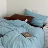 Juego de Cama de Cuatro Piezas Estilo Minimalista Retro Japonés Estilo Dopamina Algodón Puro Algodón Lavado Grado A Funda Nórdica 100% Algodón Juego de Cama