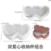 Poppy Yeso Cemento Pala Negra un Corazón Doble Caja de Almacenamiento Apilable Molde de Silicona Molde para Taza de Vela de Aromaterapia