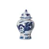 Jarra grande con patrón de dragón azul y blanco con tapa, adorno de cerámica estilo retro chino para recibidor feng shui, en stock en la fábrica