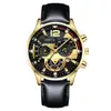 Relógio Masculino Popular para Comércio Exterior Transfronteiriço, Relógio de Quartzo Moderno com Calendário Seis Ponteiros e Pulseira de Couro, Relógio Esportivo Masculino Atacado