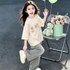Ropa Infantil Degradada Verano 2026 Nueva Camiseta para Niñas Dibujos Animados Linda Casual Diaria Manga Corta Top Algodón Puro