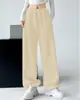 Calça Jogger de Cintura Alta, Solta e de Perna Larga, Nova Calça Esportiva Casual de Primavera e Outono, Calça de Cordão Color Sólida da Moda, Tendência e Versátil