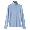 Capa base de cachemira para otoño e invierno para mujer, cuello alto, color liso, suéter de punto ajustado, engrosado, jersey de rayas simple, 6994