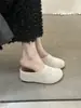Meias Pantufas Casuais Artesanais Trançadas Vazadas Respiráveis com Bico Fechado para Mulheres, Mules de Outono para Uso Externo Estilo Romano com Solado Grosso