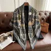 Nuevo Pañuelo de Seda para Primavera y Verano, Estilo Delgado, Bufanda Cuadrada Grande de 130 cm, Pañuelo Decorativo Estampado de Alta Gama, Chal Versátil