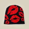 Chapéu de Tricô Sexy Lábios Outono e Inverno para Mulheres Personalidade Hip-Hop Estilo Europeu e Americano Chapéu Frio de Rua Chapéu Pulôver Atacado