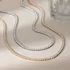 Colar Wanxing em Aço Inoxidável Banhado a Ouro 18k com Zircônia para Mulheres, Estilo Europeu e Americano, Luxo Leve, Único, Moda Transfronteiriça Corrente de Tênis Atacado