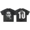 Transfronteriza Verano 2025 Ronaldinho Americana Manga Corta Transpirable Sensación Fresca Estampada Manga Corta Camiseta para Hombre Doble Hilo Algodón Puro