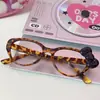 Subcultura Celebridad de Internet Espejo Lindo con Decoración de Lazo Gato Negro con Marco Estampado de Leopardo Gafas para Estilismo Sin Maquillaje Modernas