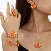 Pendientes de Flor de Goteo de Aceite con Diseño Simple de Nicho Transfronterizos Europeos y Americanos, Collar, Pulsera de Joyería de Mano Estilo Bosque Resort para Mujeres