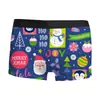 Exportação Transfronteiriça Mais Vendido Roupa Íntima Masculina de Natal Respirável, Confortável e Fashion com Estampa 3D, Boxer de Cintura Média