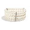 Pulsera Retro de Perla Blanca Multicapa Regalo de Fiesta Espaciador con Incrustaciones de Pedrería Pulsera de Perlas de Tres Capas para Baile de Graduación