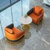 Sillón moderno y ligero de cuero de lujo para vestíbulo, oficina de ventas, descanso, mesa y silla de negociación comercial para oficina