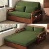 Sofá-Cama Novo Estilo, Cama Dobrável Estilo Chinês, Sofá-Cama Duplo Multifuncional de Couro Encerado para Sala de Estar, Extensível