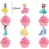 Bandeirola de Bolo de Aniversário Multi Princesas Decoração de Festa Adereços de Decoração de Bolo para Meninas Suprimentos