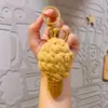 Chaveiro de Sorvete Crochê de Lã Criativo Corrente Fofa Casquinha Artificial Pingente de Bolsa Pequeno Presente Atacado