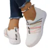 Zapatos Tejidos de Verano Nuevos para Mujer 2025 Zapatos Arcoíris Zapatos Casuales Ligeros Casuales Slip-On Zapatos Deportivos Venta al por Mayor Transfronteriza