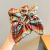 Scrunchie lenço quadrado estilo pastoral francês para meninas e crianças, elástico de cabelo doce com laço para coques, acessório de cabelo