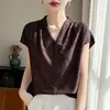 Camiseta Base Jacquard Pesado de Cuello en V Estilo Nuevo Verano 2026 para Mujer, Top Camiseta de Manga Corta Tejida con Cuello en V Elegante y a la Moda