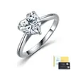 Anillo de plata de ley S925 en forma de corazón con moissanita, engaste de tres puntas, diseño simple de corazón, piedra única, anillo para mujer, lujo ligero, adecuado para compromiso o propuesta