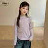 Camiseta interior para niñas YOJIA, nueva y elegante camiseta de manga larga para niños con cuello semi-alto, ropa de invierno cálida para niños