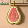 Toalla de mano linda de dibujos animados creativa bordada con frutas, colgante, felpa de coral engrosada, no suelta pelusa, absorbente, secado rápido