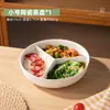 Panela de Arroz Cerâmica com Bandeja de Vapor de Três Compartimentos, Vaporizador Redondo para Comida de Bebê, Panela Única para Cozinhar no Vapor e Saltear, Cesta de Vapor