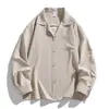 Camisa de Manga Larga con Solapa Suelta para Hombre Estilo Ropa de Trabajo Chaqueta Casual Caqui Negro Verde Beige Camisa Nueva