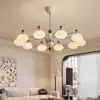Lustre de Sala de Estar Estilo Cream Medieval Luz Principal Hall Atmosférico Retro Francês Flor de Alto Padrão Luz de Quarto