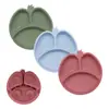 Plato de silicona para bebé transfronterizo, apto para bebés, tazón con ventosa, vajilla de alimentación infantil impermeable y antiescaldaduras de grado alimenticio.