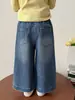 Nuevos Jeans de Cinco Puntas con Cintura Curva de Comercio Exterior para Niños Otoño 2026 Versión Coreana Pantalones de Pierna Ancha Escolares para Niñas Ropa Infantil de Moda