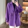 Abrigo de Lana con Botones Estilo Chino para Mujer de Longitud Media Otoño e Invierno Abrigo de Lana Holgado con Solapa de Cuello Alto para Personas Petitas