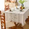 Toalha de mesa feita de algodão e linho, à prova d'água e resistente a óleo, espessa, cor lisa, design simples, toque de alta qualidade, estilo nórdico, adequada para mesas de jantar e mesas de centro
