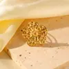 Anillo Solar Exagerado de Personalidad Estilo Europeo y Americano de Acero Inoxidable para Mujer, Joyería de Anillo Abierto Geométrico de Acero de Titanio de Gama Alta que No se Desvanece