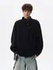 Camisa de Manga Larga con Botones y Cuello Mao Irregular para Hombre, Temporada de Primavera, Talla Grande, Marca de Moda, Top Pulóver de Corte Holgado