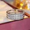 Anillo Minimalista de Lujo Ligero Transfronterizo de Zirconia Multicapa, Nuevo Anillo de Moda de Alta Gama Súper Brillante Versátil