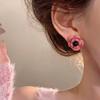 2025 Nuevos Aretes de Camelia Rosa Francesa para Mujer Lujo Ligero Nicho Más Fácil de Combinar Temperamento Aretes de Flor al Por Mayor