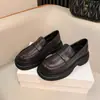 Zapatos Mocasines Perezosos Retro Estilo Británico con Suela Gruesa para Mujer 2026 Nuevo Otoño Zapatos de Tacón Grueso de Piel Genuina Zapatos de Piel Negra