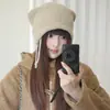 Gorro de punto con orejas de gato dulce y lindo, estilo Serina, para mujer, nuevo otoño, holgado, adelgazante, gorro de invierno