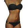 Comercio Exterior Popular Sexy Europeo y Americano Traje de Baño de Mujer con Abertura Color Sólido Bolso Duro para Mujer Anillo Doble Amazon AliExpress bikini