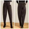 Pantalones de Pana con Forma de Zanahoria para Mujer, Primavera, Otoño e Invierno, Holgados de Cintura Alta, Cálidos Pantalones Harem, Adelgazantes, Forrados de Polar, Pantalones de Linterna Engrosados