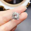 Anillo Popular de Cristal Verde Natural al por Mayor de Fábrica Plata S925 Incrustado Piedra Principal 5*7 Joyería de Lujo Venta Directa de Fábrica