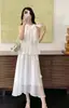 Lindo Conjunto Estilo Feriado, Vestido Falso Duas Peças para Mulheres, Colete Solto de Verão Sem Mangas com Laço para Rejuvenescer