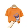 2026 Nueva Camiseta de Algodón Puro Elegante de Manga Corta para Niñas Ropa de Verano para Niñas Mayores Manga Media Niñas Pequeñas Top con Estampado de Dibujos Animados