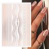Nuevas pegatinas de uñas transfronterizas con diseño de línea francesa, pegatinas adhesivas para uñas con ondas de sonrisa, venta al por mayor