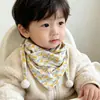 Cachecol Triangular Estilo Coreano Outono e Inverno Infantil Cachecol com Estampa Geométrica para Bebê Aquecedor de Pescoço Quente à Prova de Vento para Meninos e Meninas