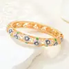 Pulsera de Esmalte con Flor Hueca de Cinco Pétalos en Stock para Mujer, Esmalte de Goteo Multicolor con Diamantes, Brazalete Abierto Delgado Estilo Chino, Versátil de Lujo Ligero