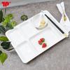 Bandeja Rectangular Melamina Imitación Porcelana Comida Rápida A5 Particionada Engrosada Vajilla Comercial Múltiples Compartimentos Cantina Escolar