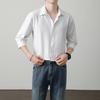 Camisa Negra Simple de Alta Gama de Seda de Hielo para Hombre Verano Delgada Ajustada Sin Planchar Resistente a las Arrugas Camisa Casual de Negocios Ligera